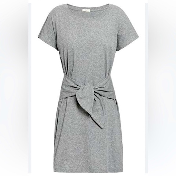 Coco and Main Tie Waist T-Shirt Dress in Heather Gray - Picture 5 of 9